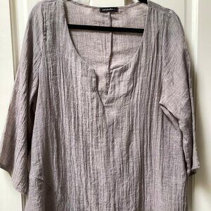 Just Fashion Now gray linen blend women's top, blouse, tunic, size large